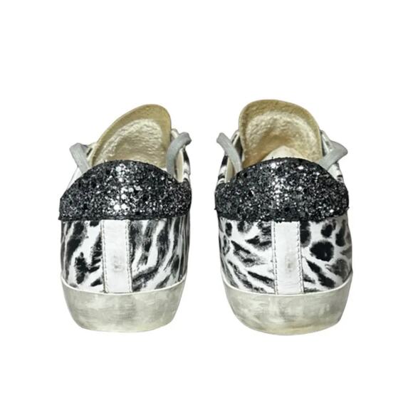 Women  Superstar Animal Print Glitter Heel Low Top Sneakers Size 37